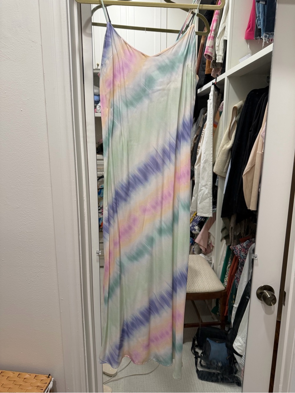 Zara - Tie-Dye Pastel Maxi Slip Dress